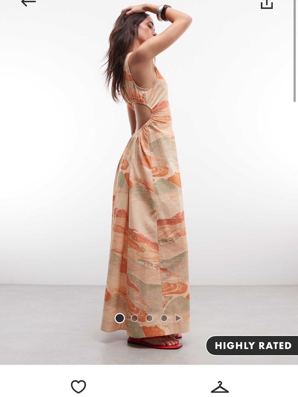 ASOS Sleeveless Cutout Maxi Dress in Peach Print